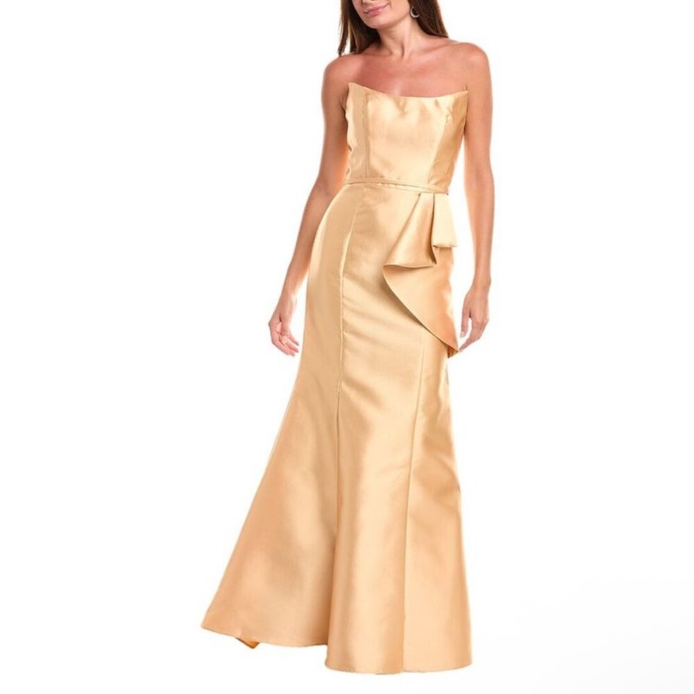 Rene Ruiz Champagne Strapless Maxi Dress